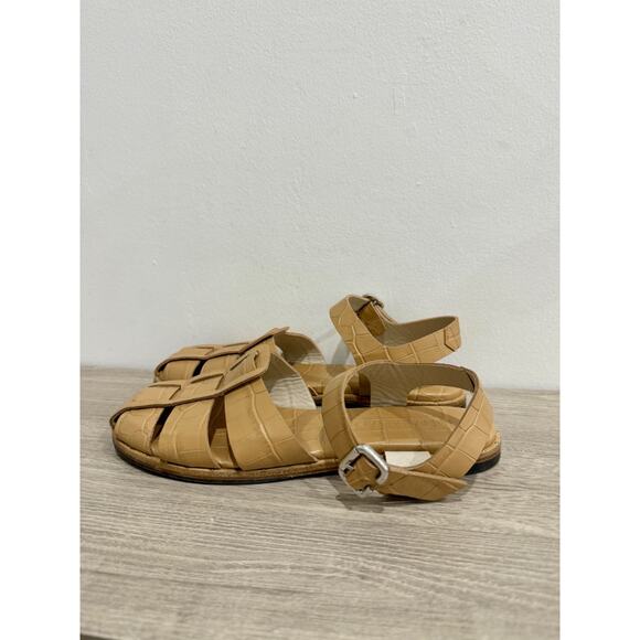 Freda Salvador Sera Leather Ankle Strap Fisherman Sandals Beige Womens Size US 9 - Picture 1 of 6